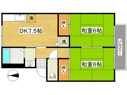 セジュール中倉(2DK/2階)の間取り写真