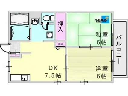 ディアス花森(2DK/1階)の間取り写真