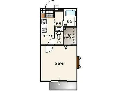 エスポワール(1K/2階)の間取り写真