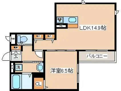 サンクレスト御崎(1LDK/2階)の間取り写真