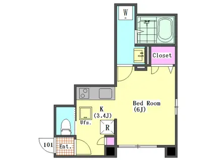 ウィステリアコート(ワンルーム/1階)の間取り写真
