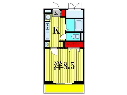 二十世紀が丘柿の木マンション(1K/3階)の間取り写真