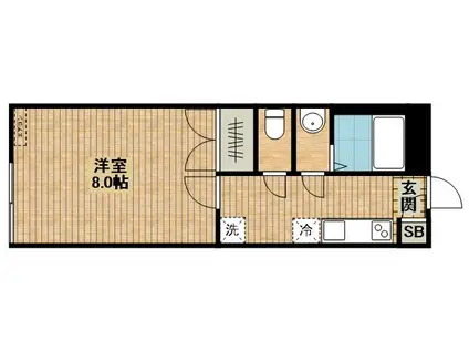 パーシモンコート(1K/1階)の間取り写真