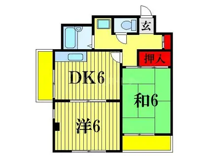 ドフィーヌ常盤平1(2DK/1階)の間取り写真