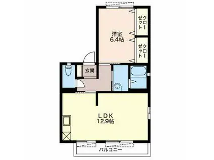 グランシャリオ川合(1LDK/2階)の間取り写真