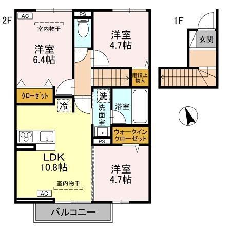 ファミリア(3LDK/2階)の間取り写真