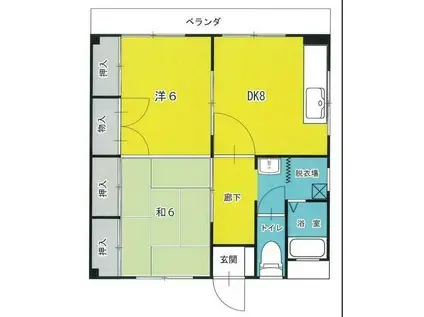 柿本ビル(2DK/1階)の間取り写真