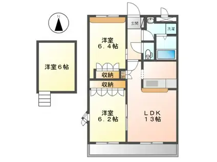 マウントック・レオ(2LDK/2階)の間取り写真