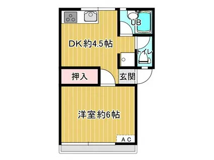 メゾンサンク(1DK/2階)の間取り写真