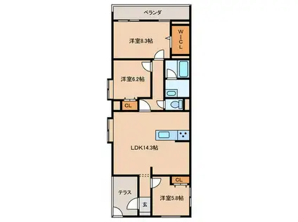 メゾネットミユキCN(3LDK/1階)の間取り写真