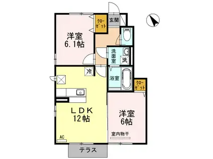 D-ROOM白石(2LDK/1階)の間取り写真
