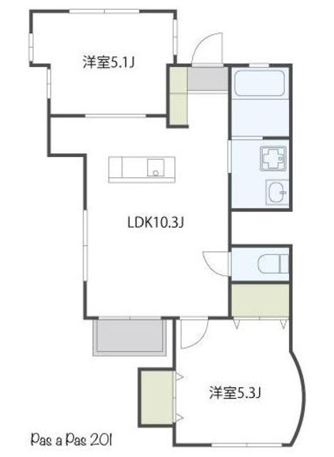 PAS A PAS(2LDK/2階)の間取り写真