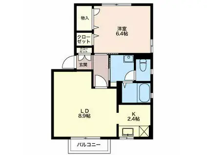 ライズコートB(1LDK/2階)の間取り写真