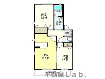 ヒルビレッジ A (2LDK/2階)の間取り写真