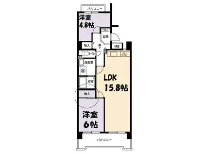 アーバンラフレ志賀12号棟(2LDK/10階)の間取り写真