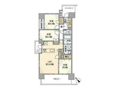 プラウド浦和常盤マークス(3LDK/10階)の間取り写真