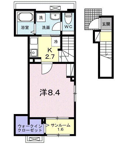 ベル・アンジュ(1K/2階)の間取り写真