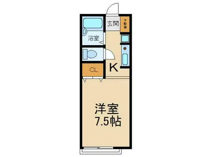 フレア北中振(1K/1階)の間取り写真