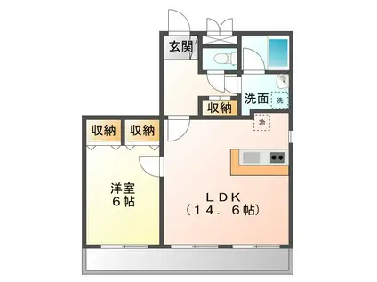 セカンドステージ平針(1LDK/3階)の間取り写真