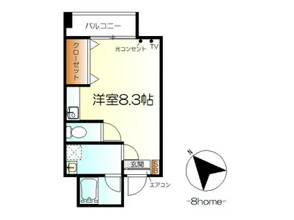 シンワビル(ワンルーム/2階)の間取り写真