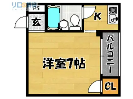 ラフィーネナカノII(1K/4階)の間取り写真