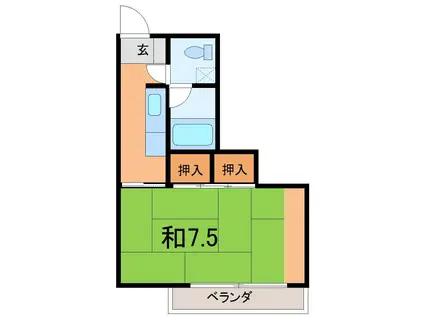 ハイツプラスワン(1K/2階)の間取り写真