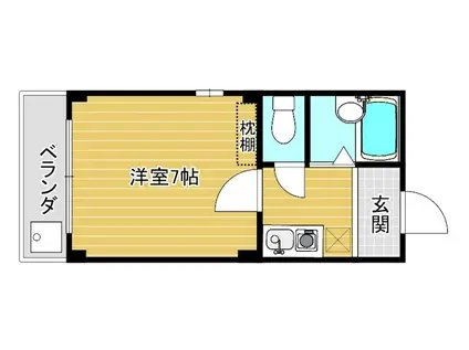 地下鉄烏丸線 北大路駅 徒歩10分 2階建 築43年(1K/2階)の間取り写真