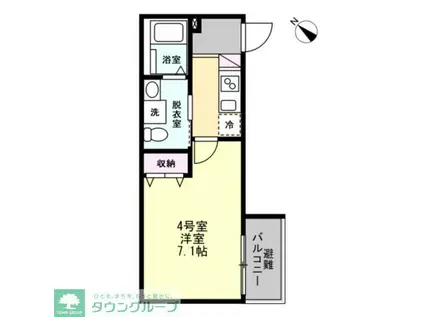 ベイルームフルリール相模大野(1K/2階)の間取り写真