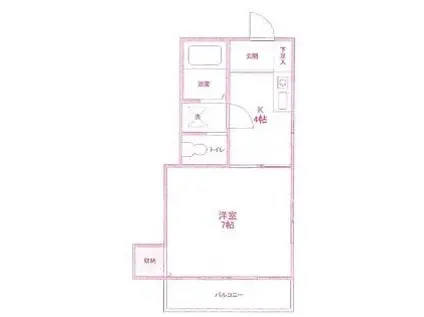 フラット・きどころⅡ(1K/2階)の間取り写真