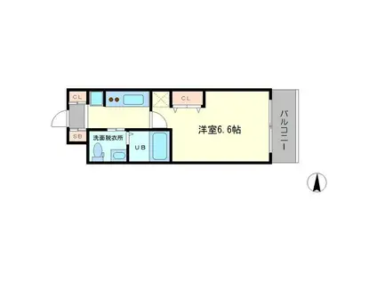 アーデンタワー本町イースト(1K/2階)の間取り写真