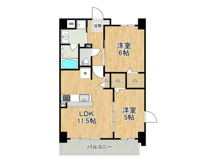 COZY COURT御幣島駅前(1SLDK/2階)の間取り写真