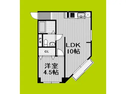 順天ハイツ(1LDK/6階)の間取り写真