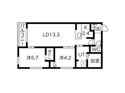 GEレジデンス琴似(2LDK/2階)の間取り写真