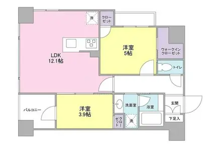 ルピナスコート(2LDK/9階)の間取り写真