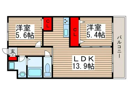 エクロール(2LDK/2階)の間取り写真