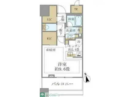 白金ザ・スカイ イースト(ワンルーム/6階)の間取り写真