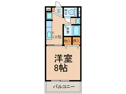 コーポラス北外山(1K/2階)の間取り写真