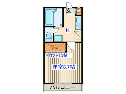 ノーブルカーサ川平(1K/2階)の間取り写真