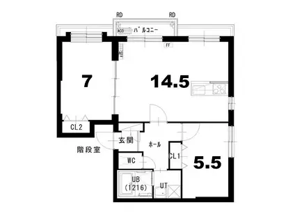 ノヴァ白石-II(2LDK/3階)の間取り写真