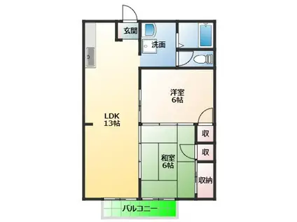 ヴィラミールA(2LDK/1階)の間取り写真