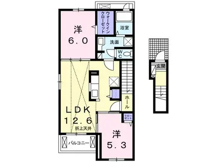ウィステリア(2LDK/2階)の間取り写真