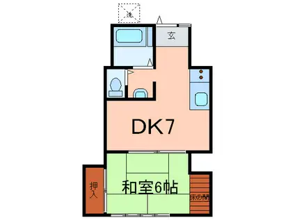ハウス63(1DK/1階)の間取り写真