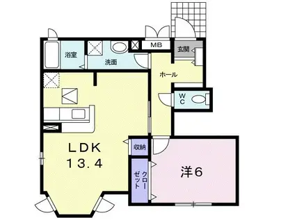 カーサ・ベラフォンテ(1LDK/1階)の間取り写真