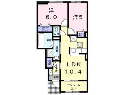 SUNSETHOUSE さくら(2LDK/1階)の間取り写真