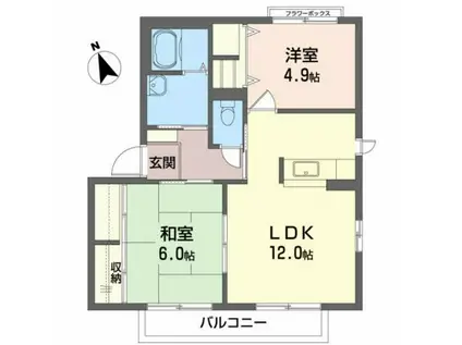 レリーフ21(2LDK/1階)の間取り写真