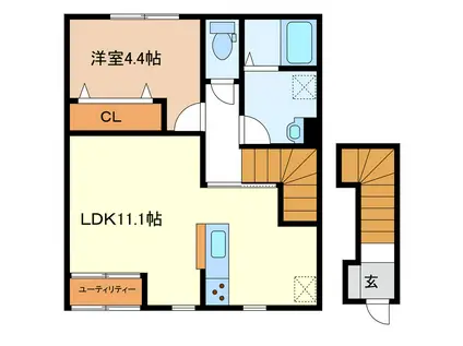 南新町アパート(1LDK/2階)の間取り写真