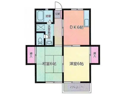 ウイング大和(2DK/1階)の間取り写真
