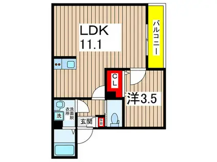 レジデンス東千葉(1LDK/1階)の間取り写真