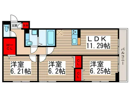 エスポワール(3LDK/3階)の間取り写真