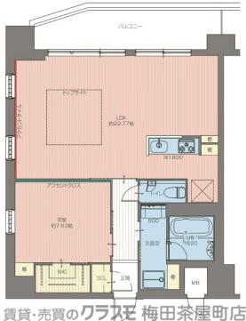 プレジオ松屋町(1LDK/12階)の間取り写真
